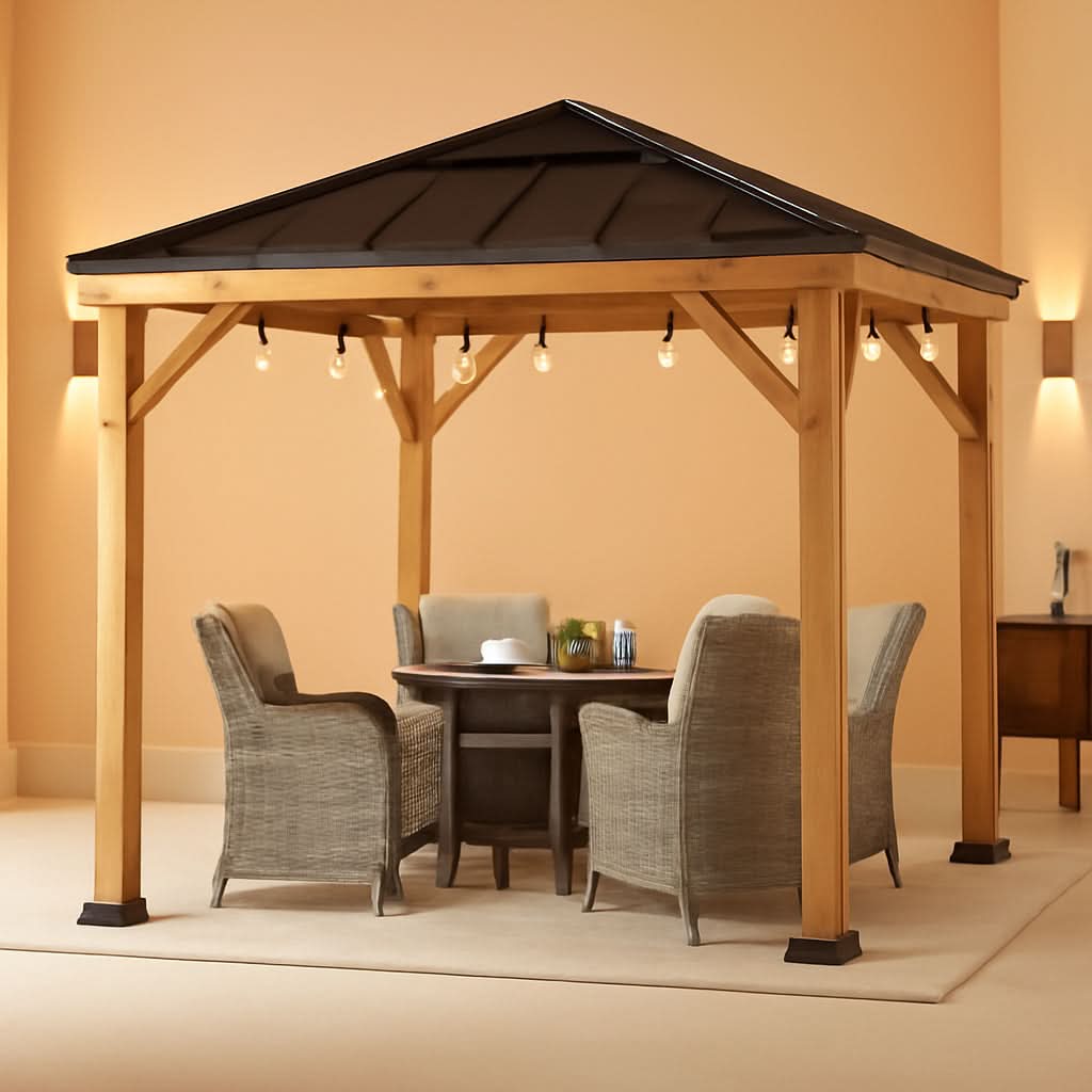 9x9 Cedar Framed Hardtop Gazebo Outdoor Patio Garden Shade