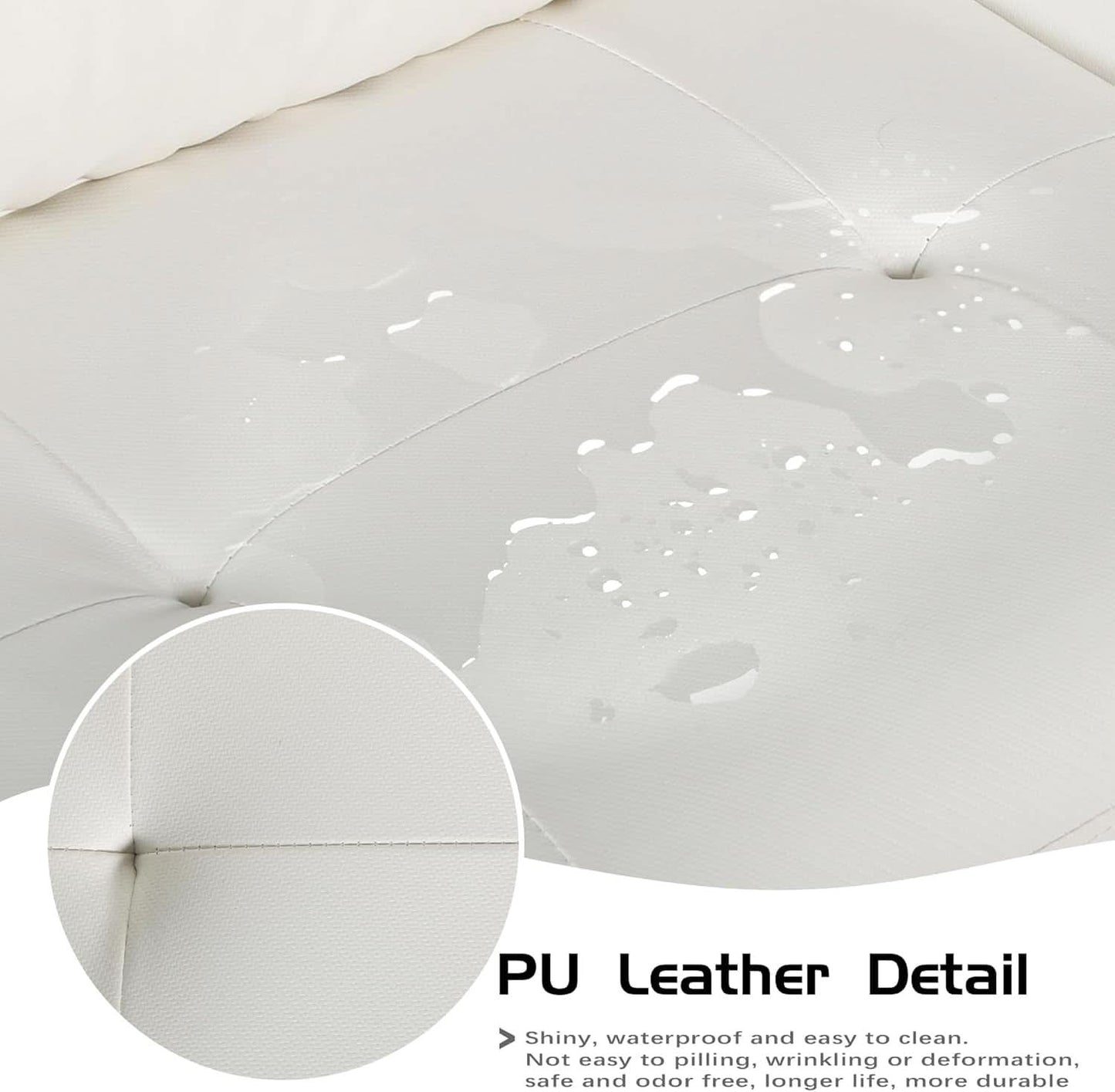 White Leather Loveseat Mid Century Modern Button Tufted