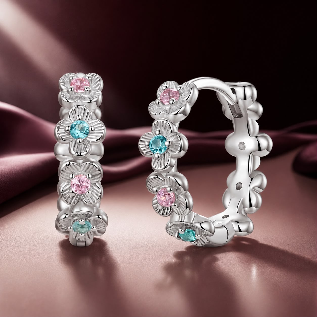 925 Sterling Silver Earrings with CZ in Pavé Setting, 12x3mm, for Women