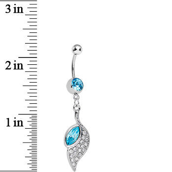 Aqua Gem Pleasant Wing Dangle Belly Ring