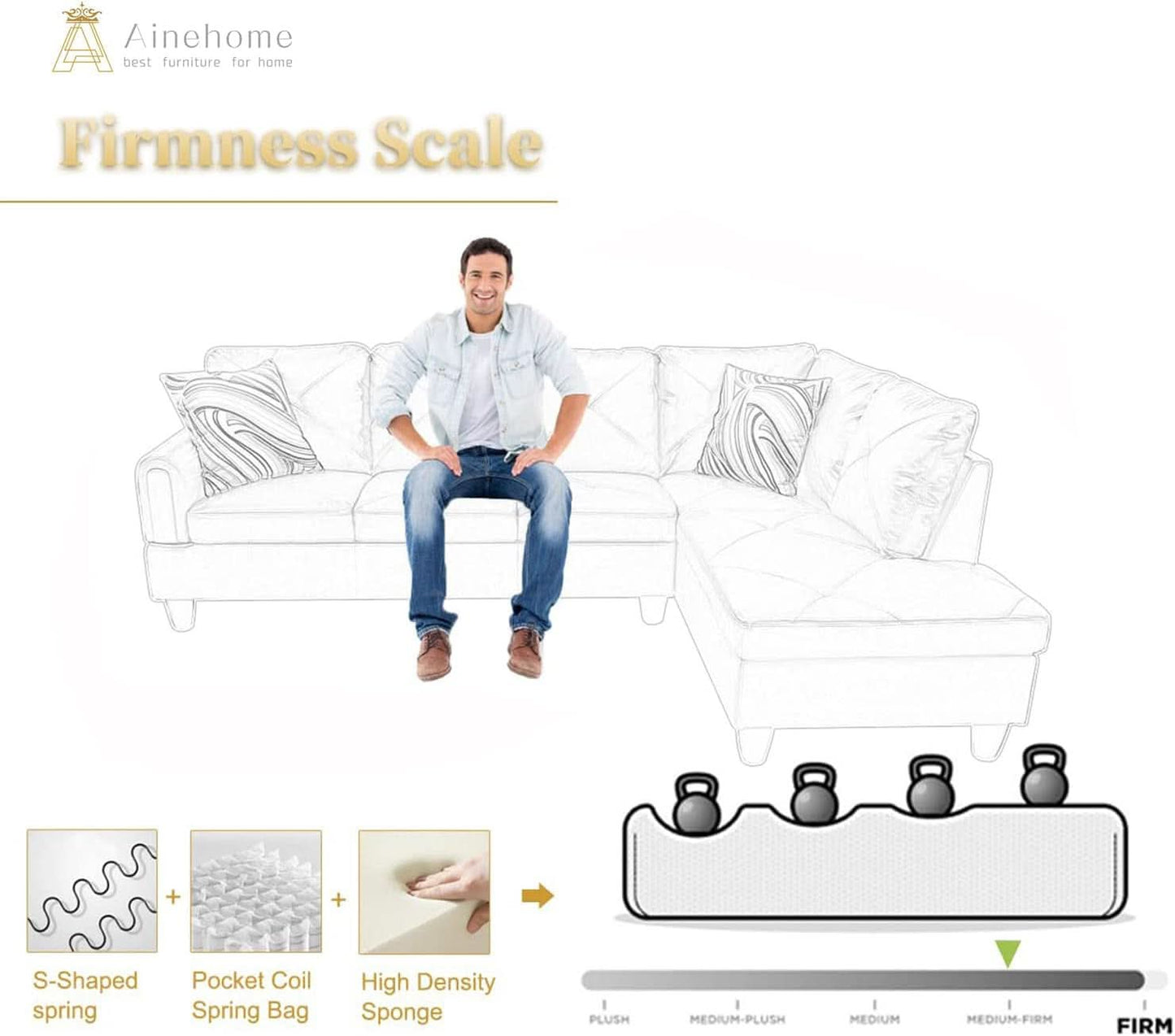 2 Piece L Shaped Sectional Sofa Set Beige Microfiber Right Hand Facing Ideal For Living Room
