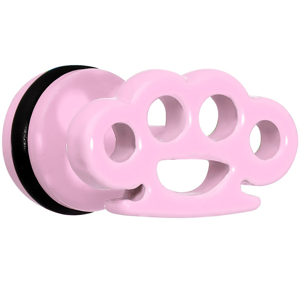 Pink Pastel Enamel Brass Knuckles Cheater Plug
