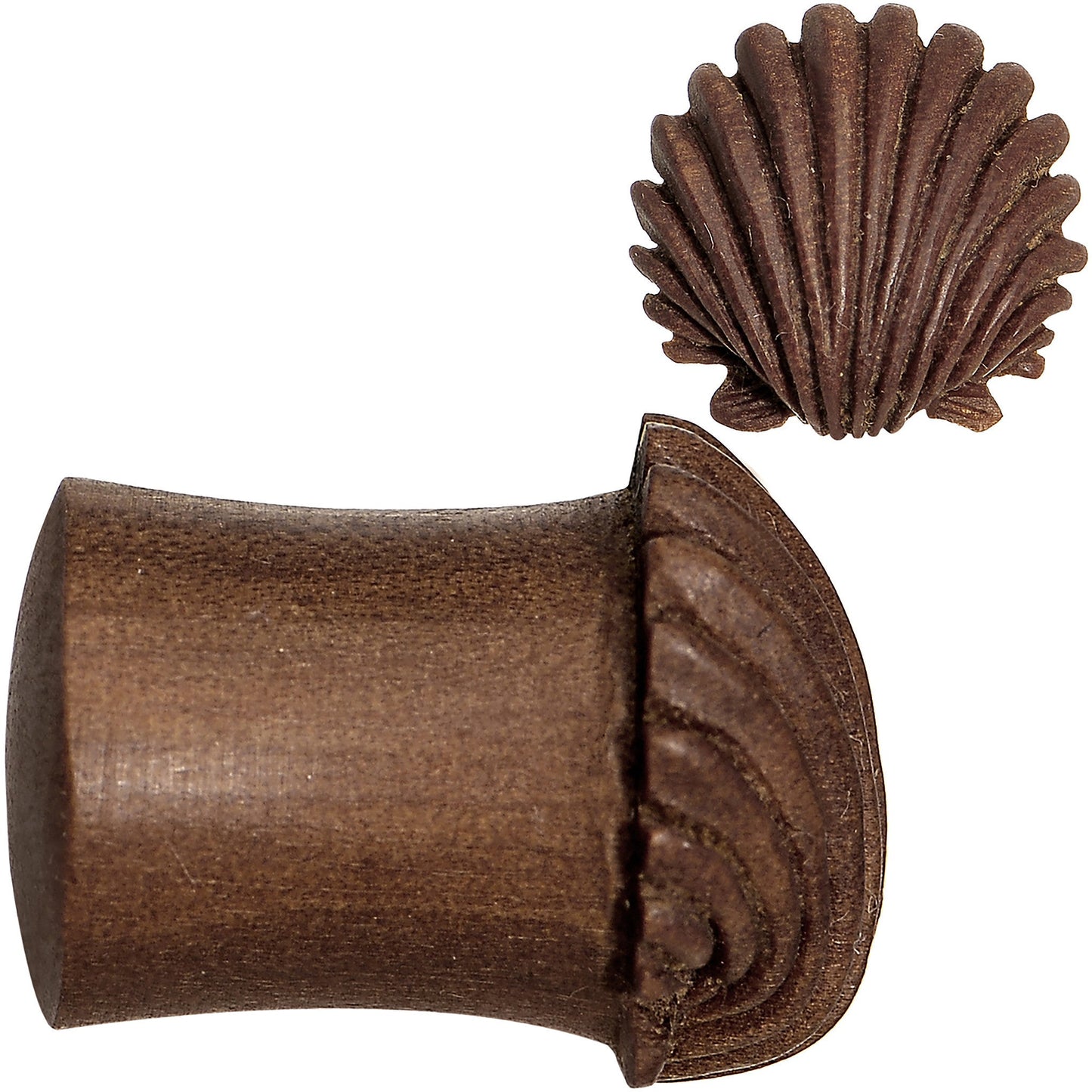 00G Organic Sabo Wood Ariel's Shell Hand Carved Plug Set
