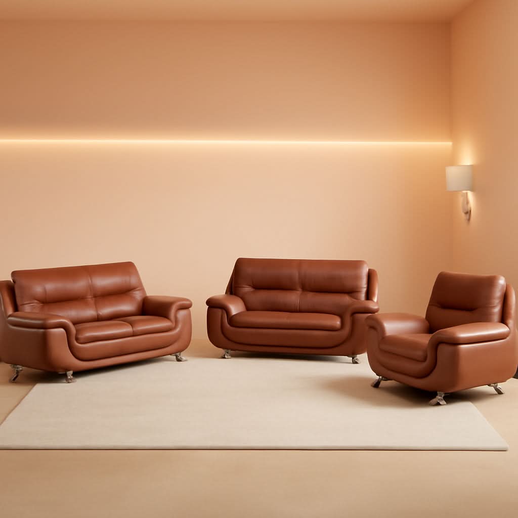 Faux Leather Sofa Set 3 Piece Living Room Furniture