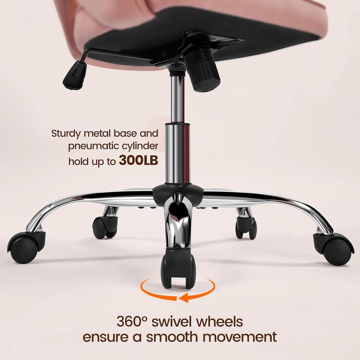 Pink Velvet Desk Chair Backrest Office Chair Modern