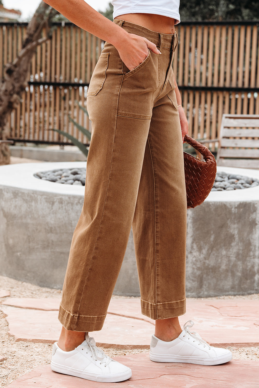 Courtney Cropped High Rise Wide Leg Jeans