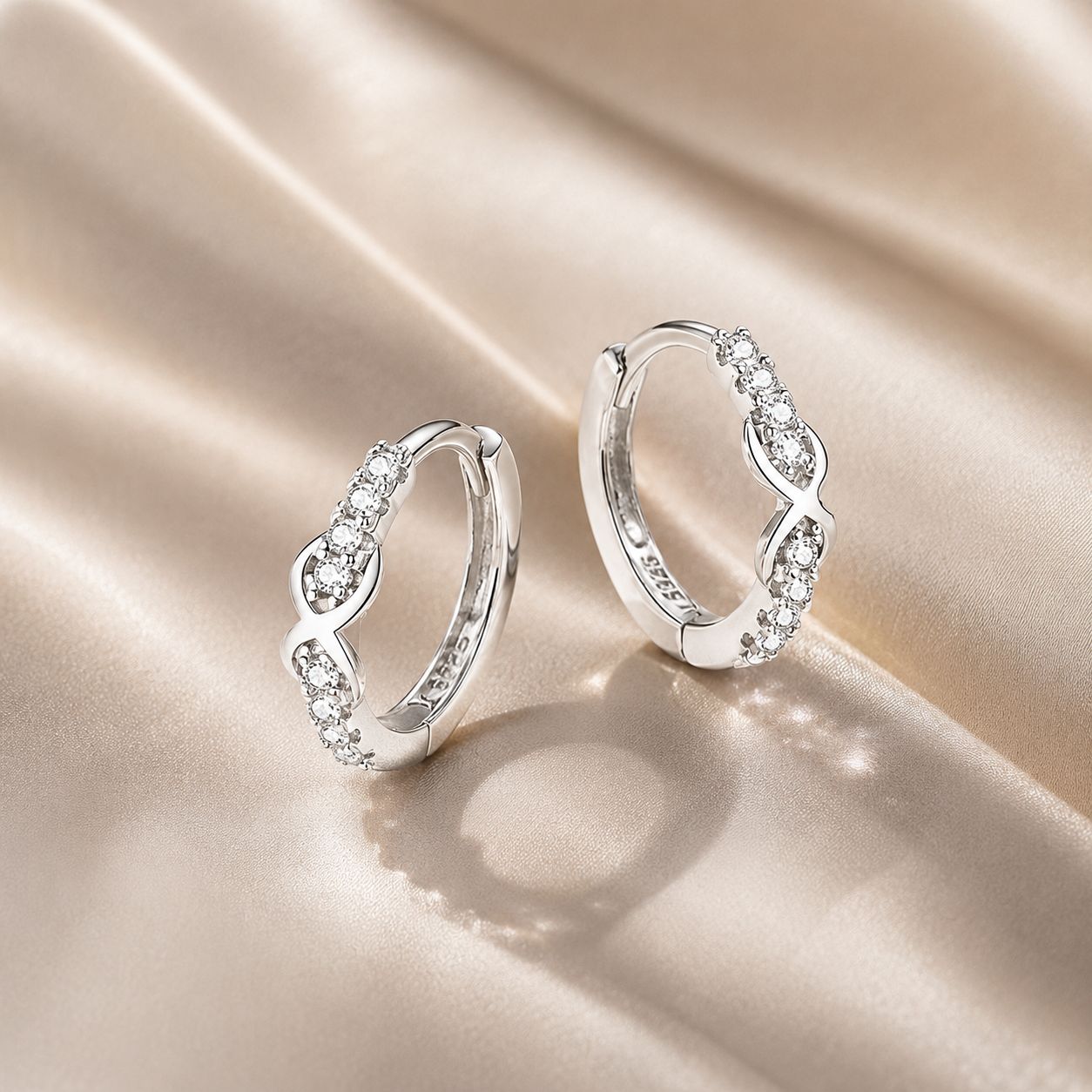 925 Sterling Silver Plated Platinum CZ Pavé Earrings for Women