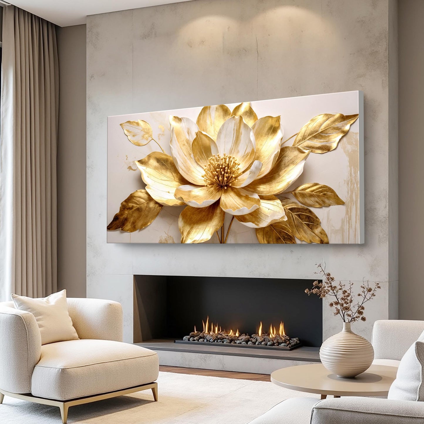 Golden Dandelion Minimalist Abstract Wall Art VIII