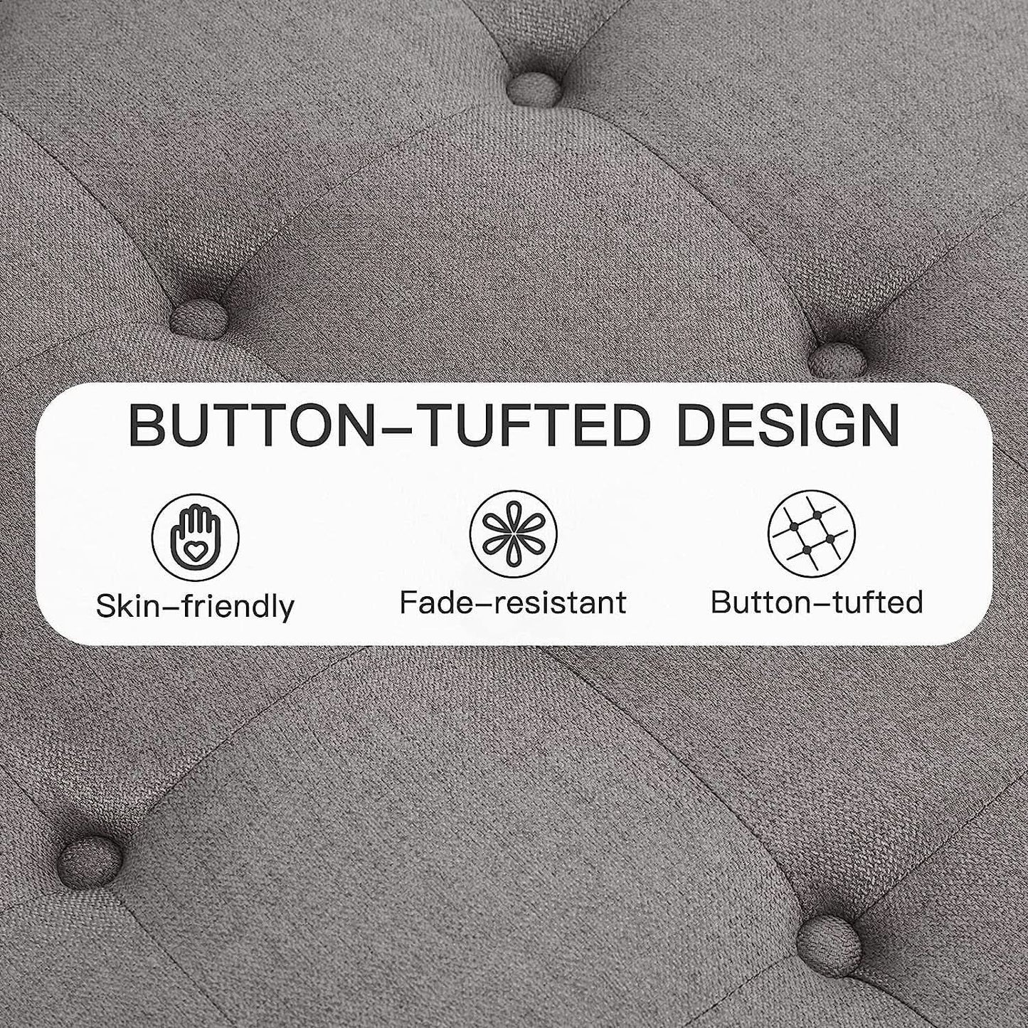 Grey Tufted Storage Ottoman Square For Living Room