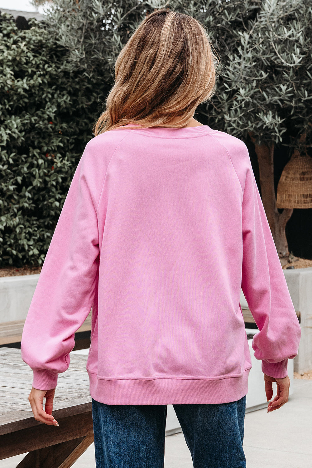 Lilah Lace Patched Raglan Sleeve Loose Fit Sweatshirt