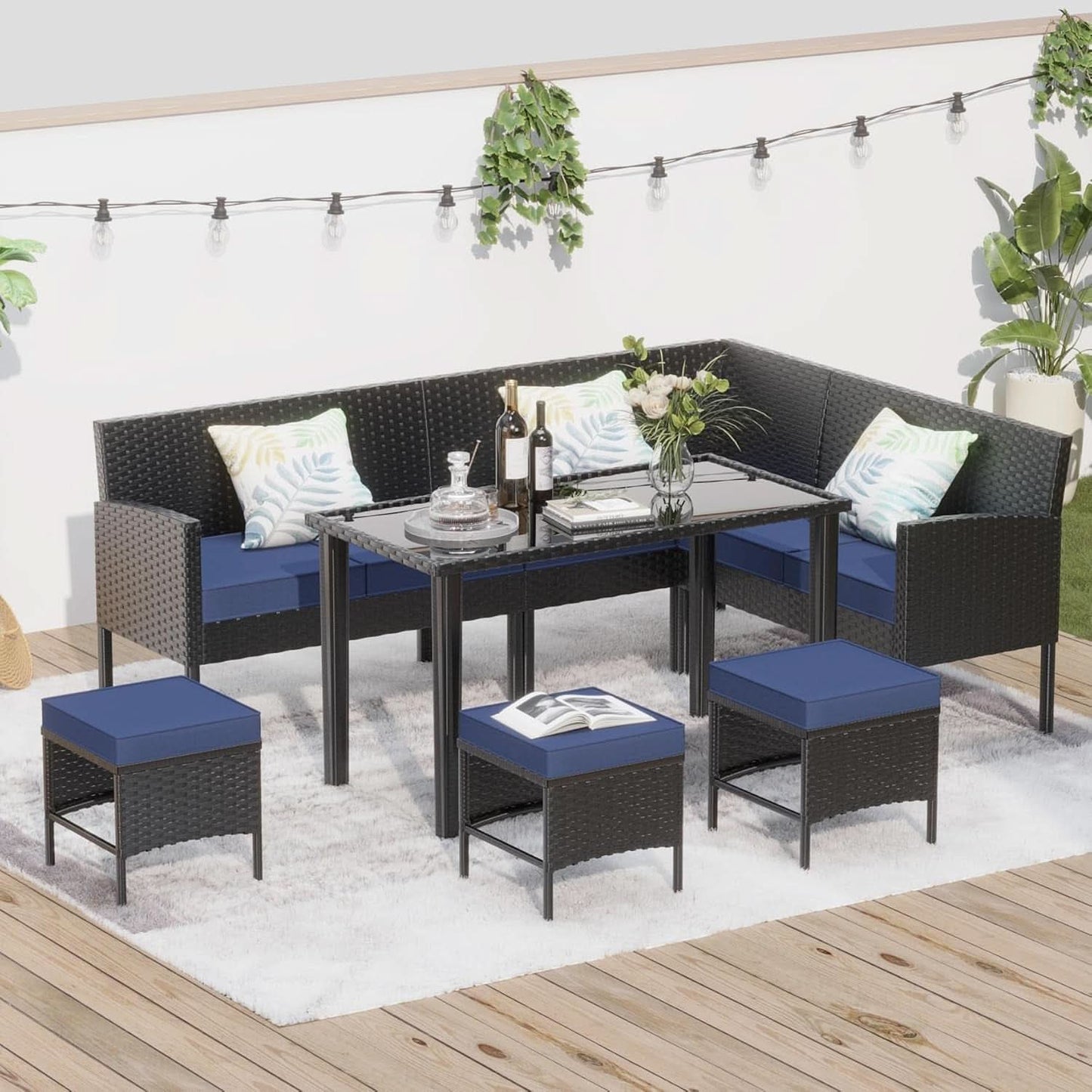 Small Space 7-Piece Patio Furniture Set with Cushions