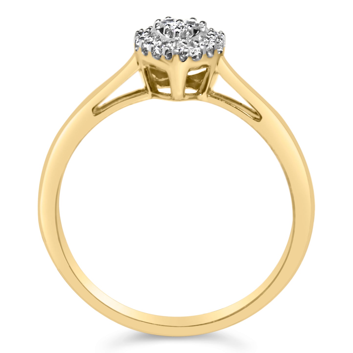 14K Yellow Gold Plated .925 Sterling Silver 1/10 Cttw Round-Cut Diamond Heart Engagement Ring (I-J Color, I3 Clarity) - Size 7