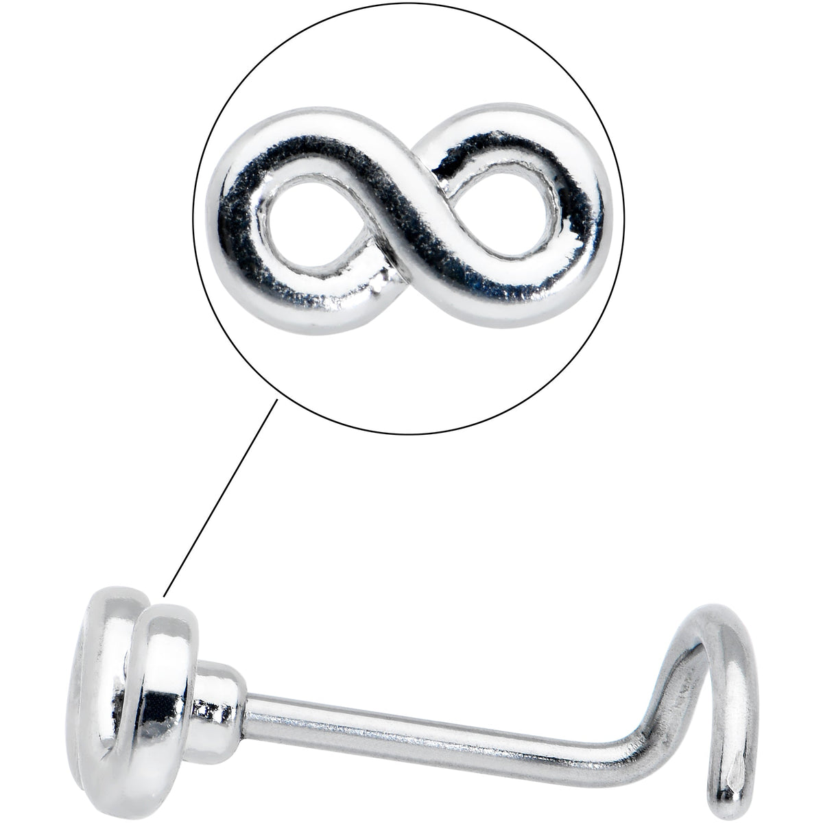 20G Gleaming Infinity Symbol Nose Screw