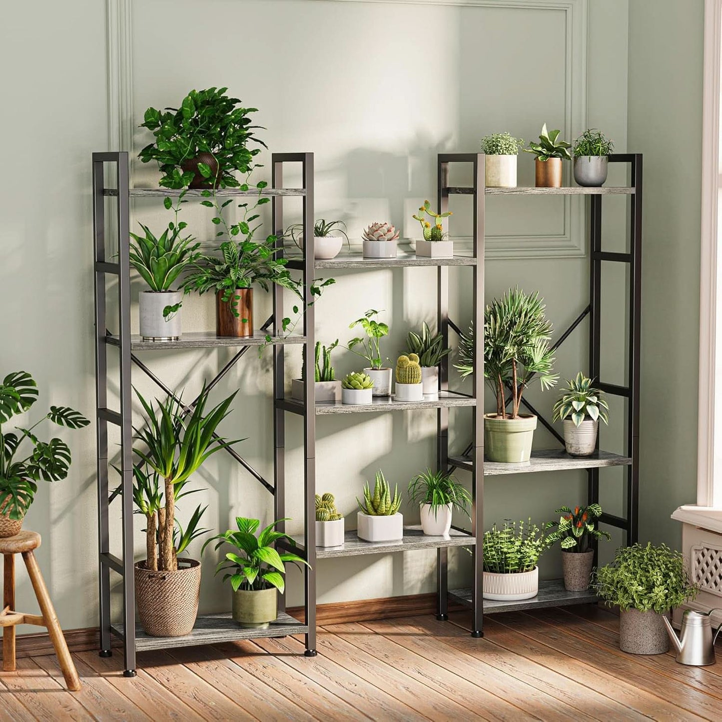 Grey 4 Tier Ladder Bookshelf With 11 Open Shelves For Home