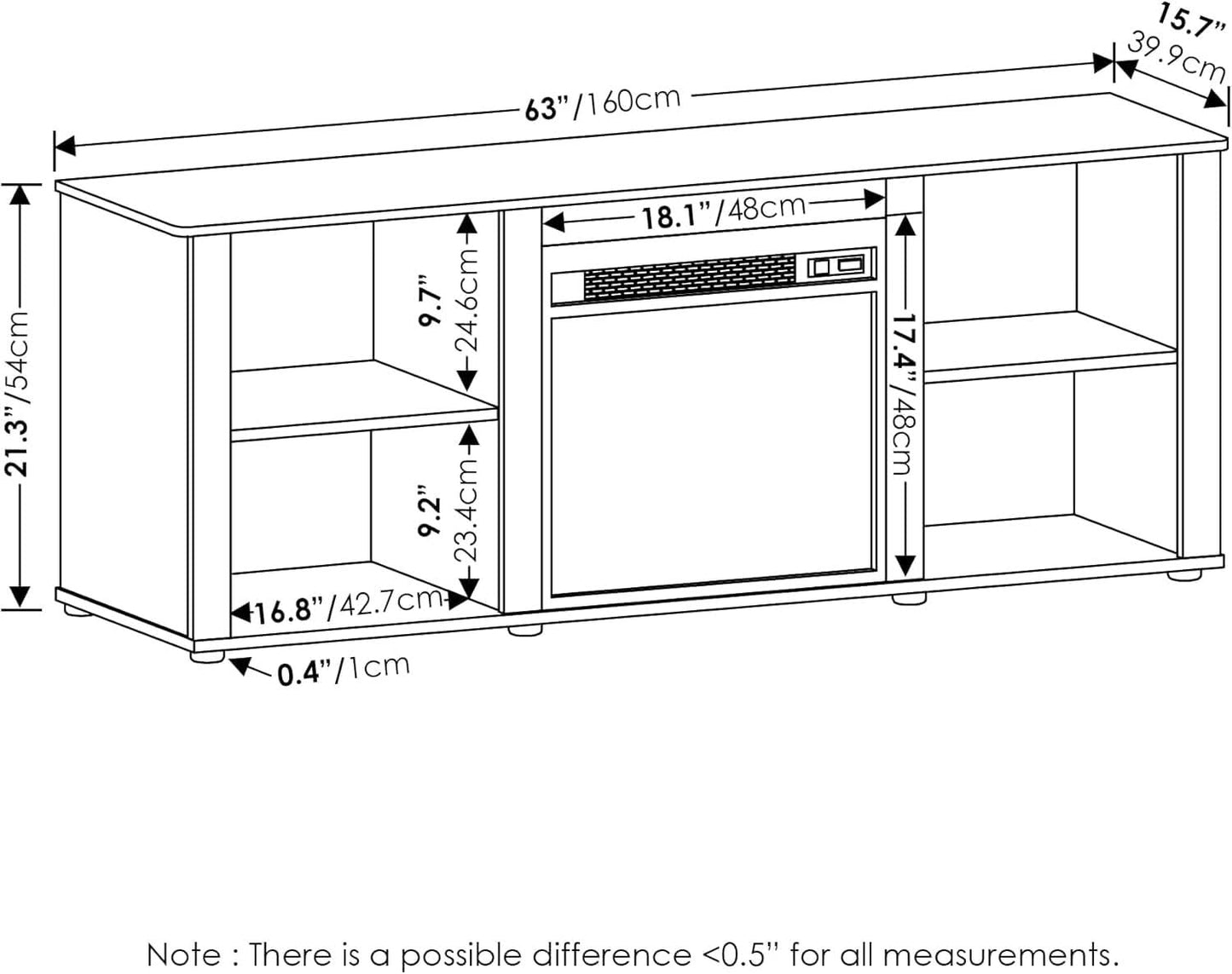 70 Inch TV Stand With Electric Fireplace Americano Finish