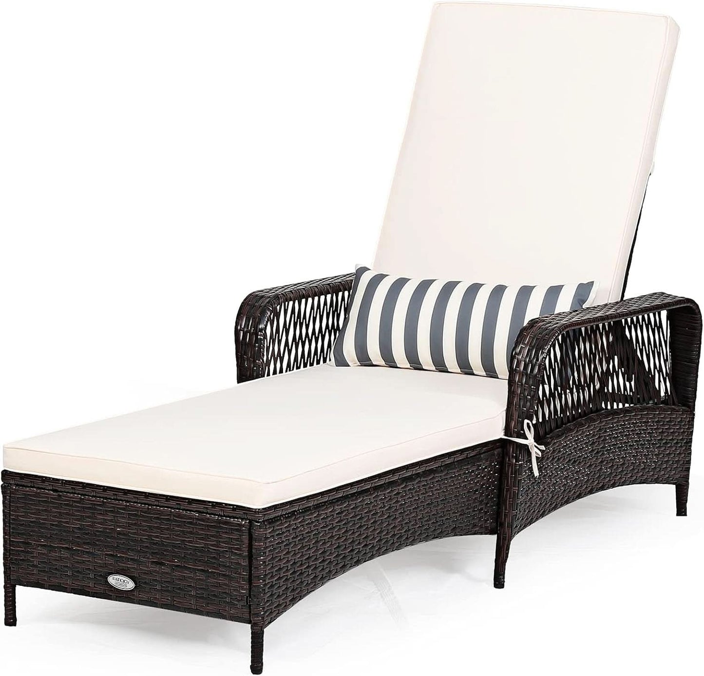 Adjustable Rattan Chaise Lounge Chair for Outdoor Relaxation