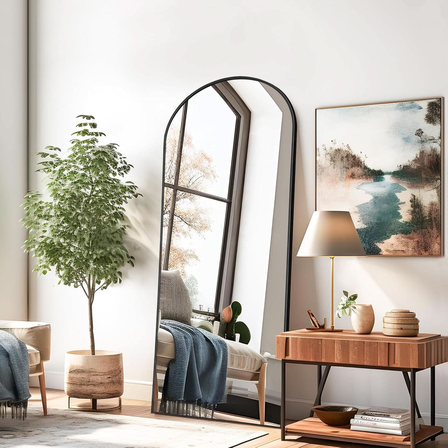 Arched Full Length Mirror 56 X 19 Inches Free Standing