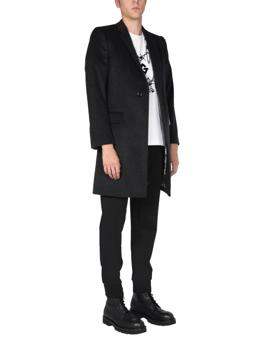 Dolce & Gabbana Men Single-Breasted Velours Coat