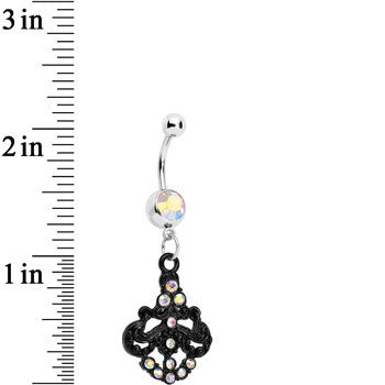 Aurora Czech Stone Black Baroque Empress Dangle Belly Ring