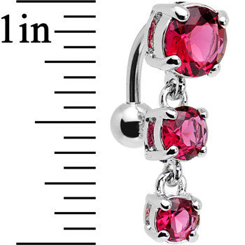 Pink Gem Trio Top Mount Dangle Belly Ring