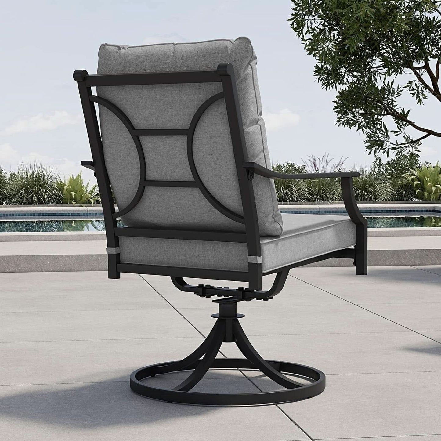 7 Piece Patio Dining Set For 6 With Swivel Chairs And Olefin Cushions