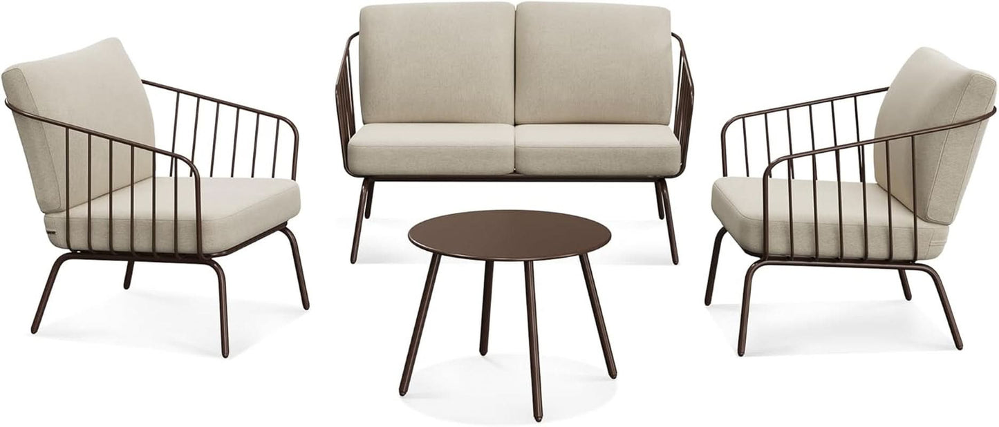 Modern 4-Piece Patio Furniture Set with Thick Cushions