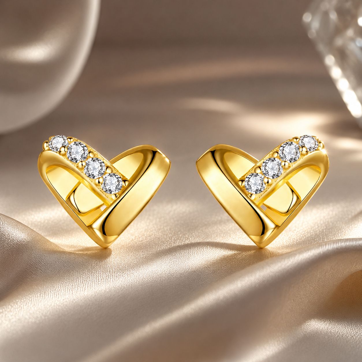 925 Sterling Silver Earrings with Pavé Setting CZ in Gold Plated