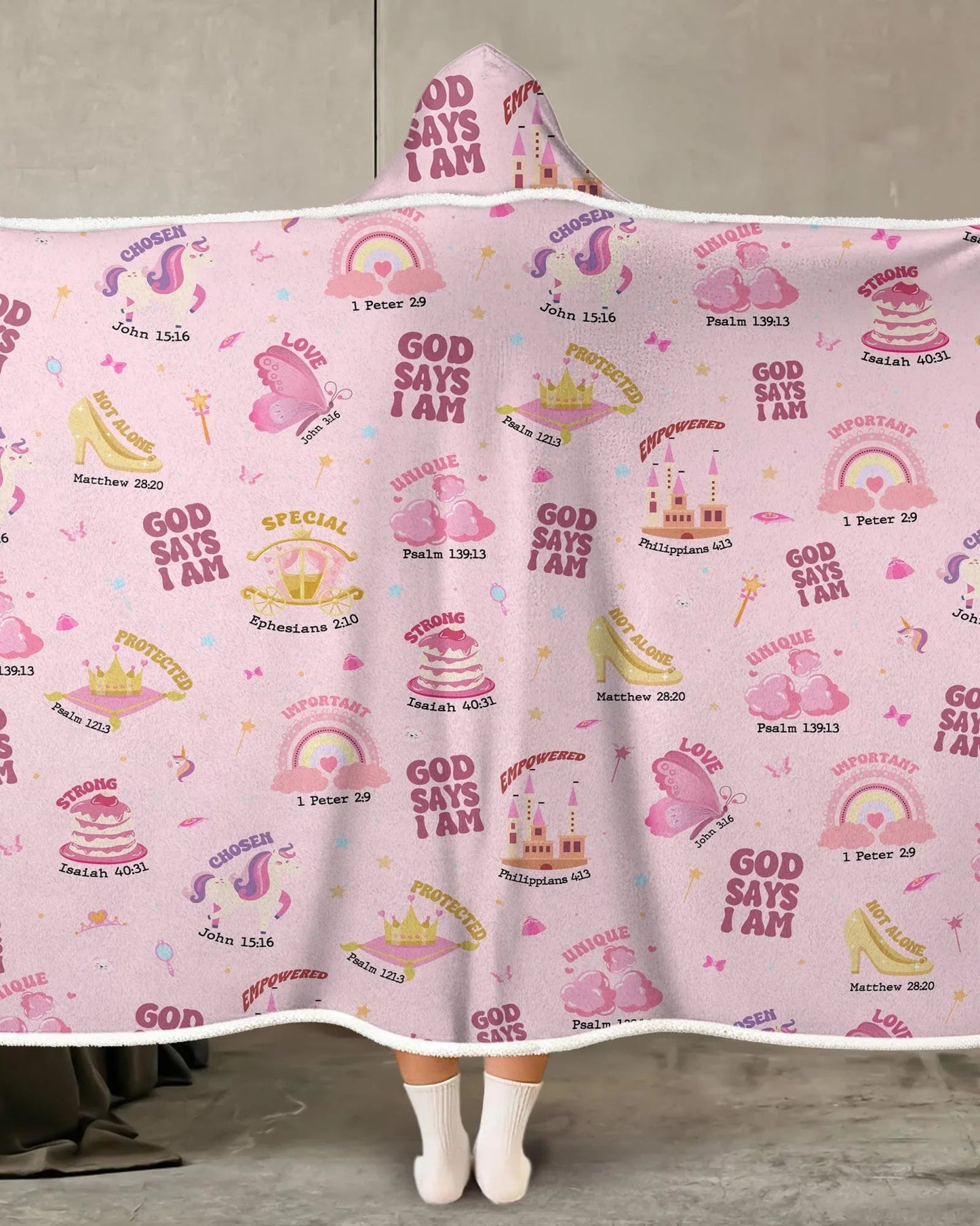 God Says I Am Girl Bamboo Wearable Hooded Blanket
