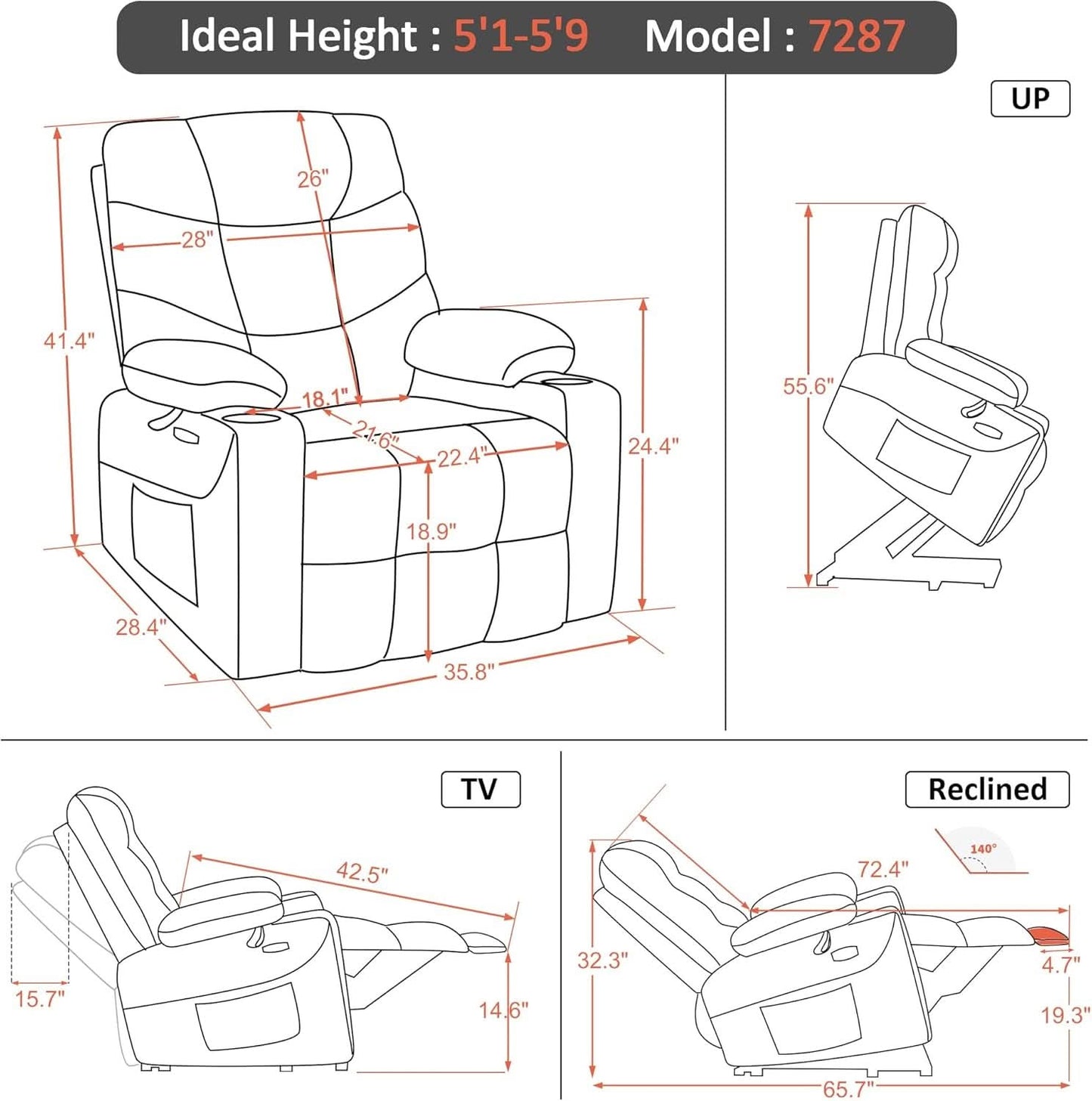 Power Lift Recliner Chair With Extended Footrest Light Grey