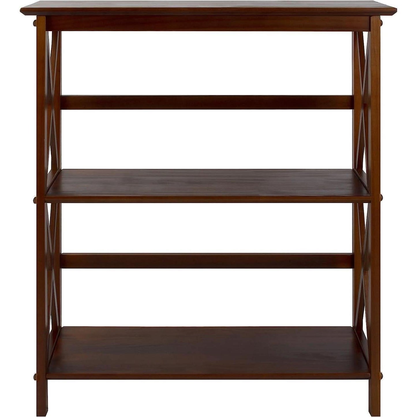 Shelf Bookcase With X Design Three Shelf Storage For Books