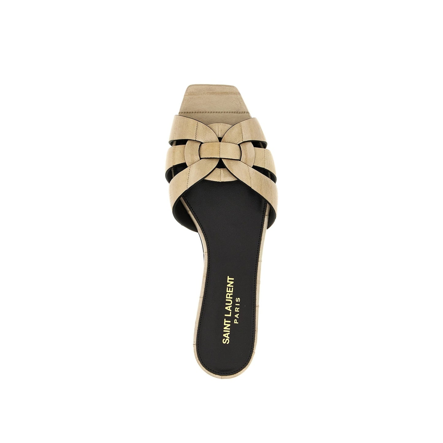 Saint Laurent Tribute Eel Leather Flat Sandals Women