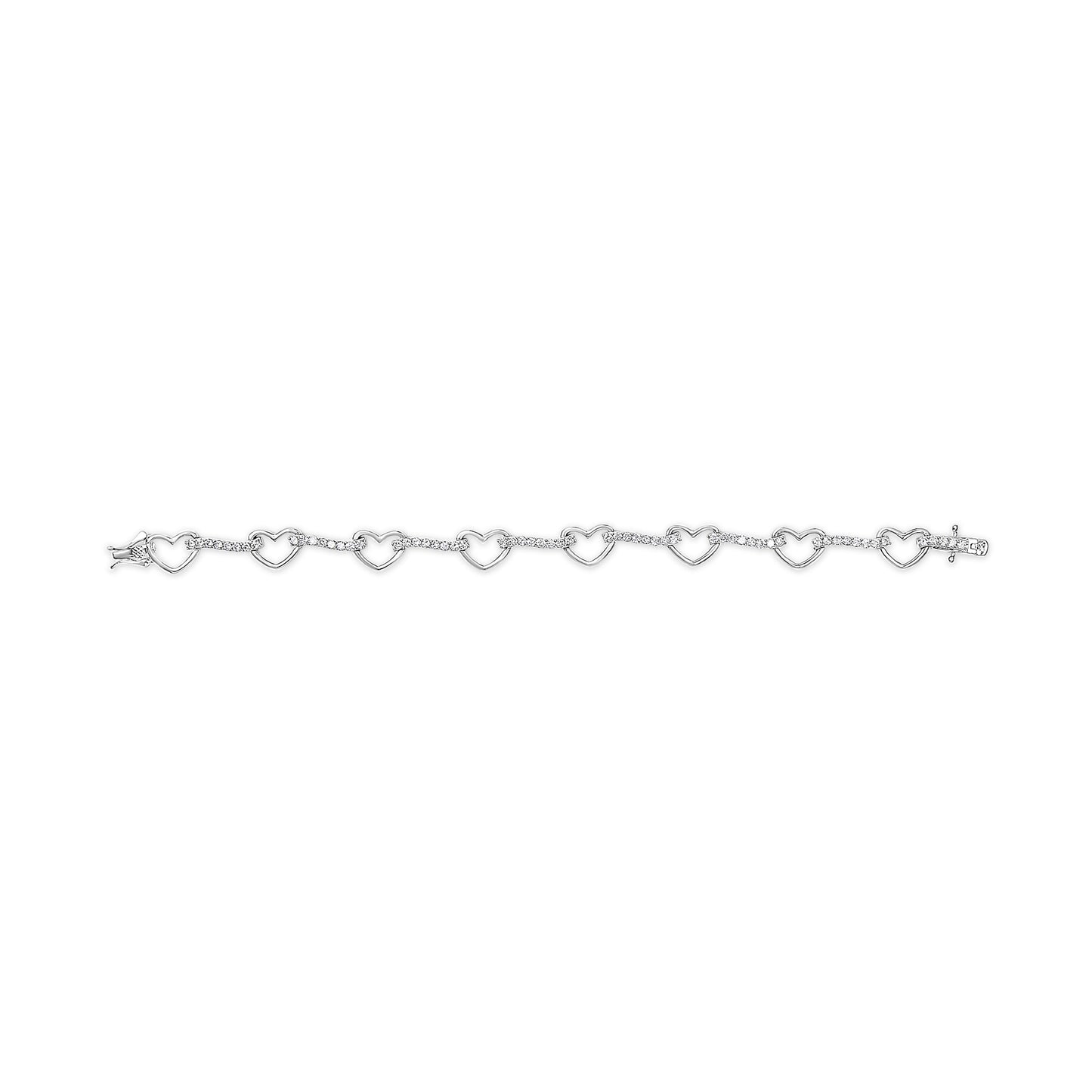 10K White Gold 2.0 Cttw Diamond Heart Link Bracelet