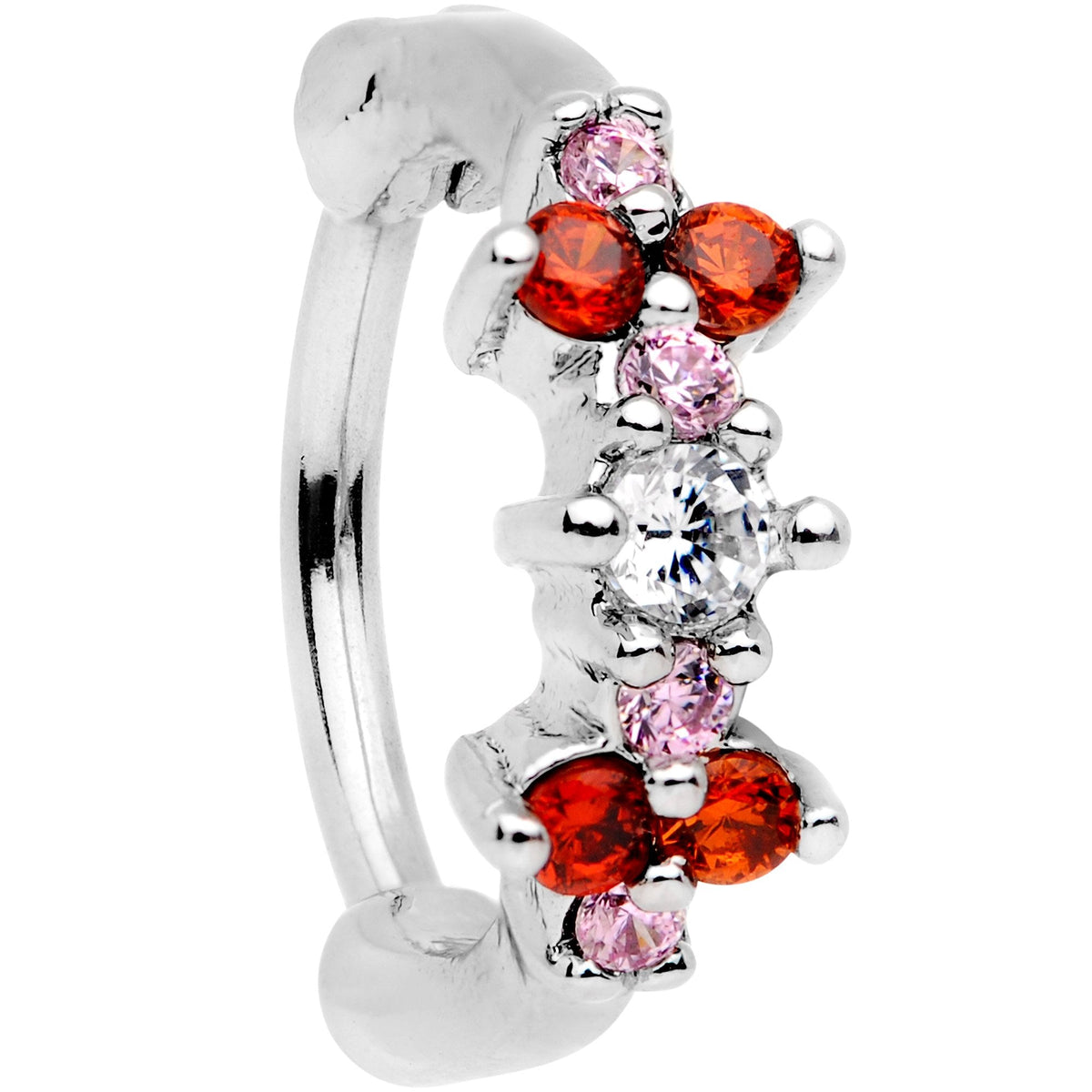 16G 5/16 Red Gem Cluster Hinged Cartilage Clicker