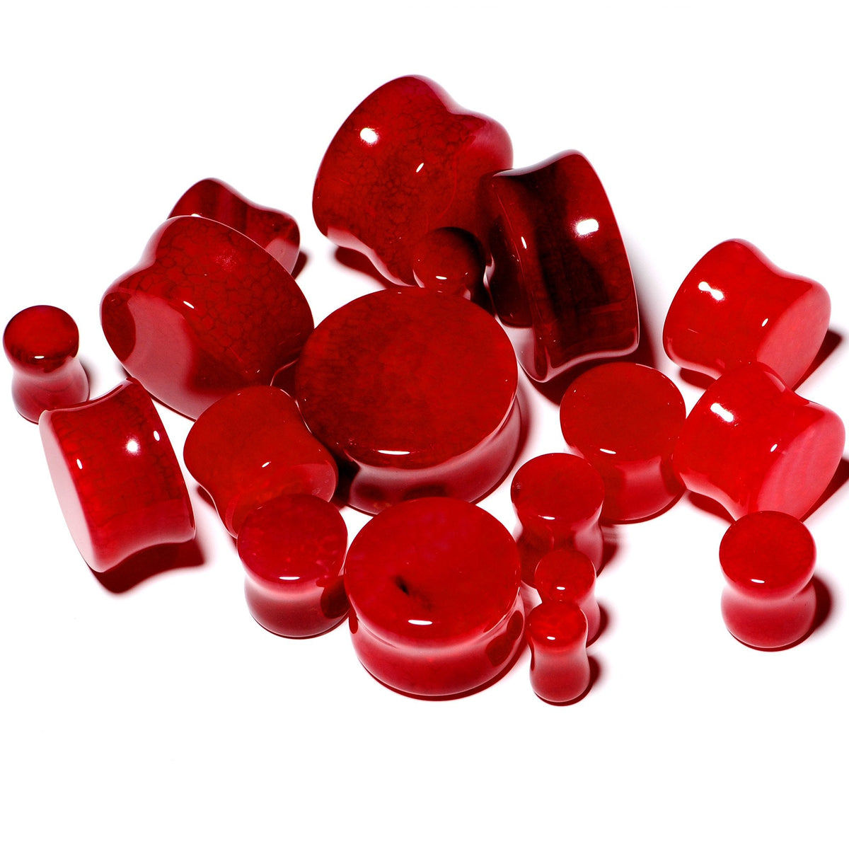 Solid Red Stone Saddle Plug Set 6mm to 25mm