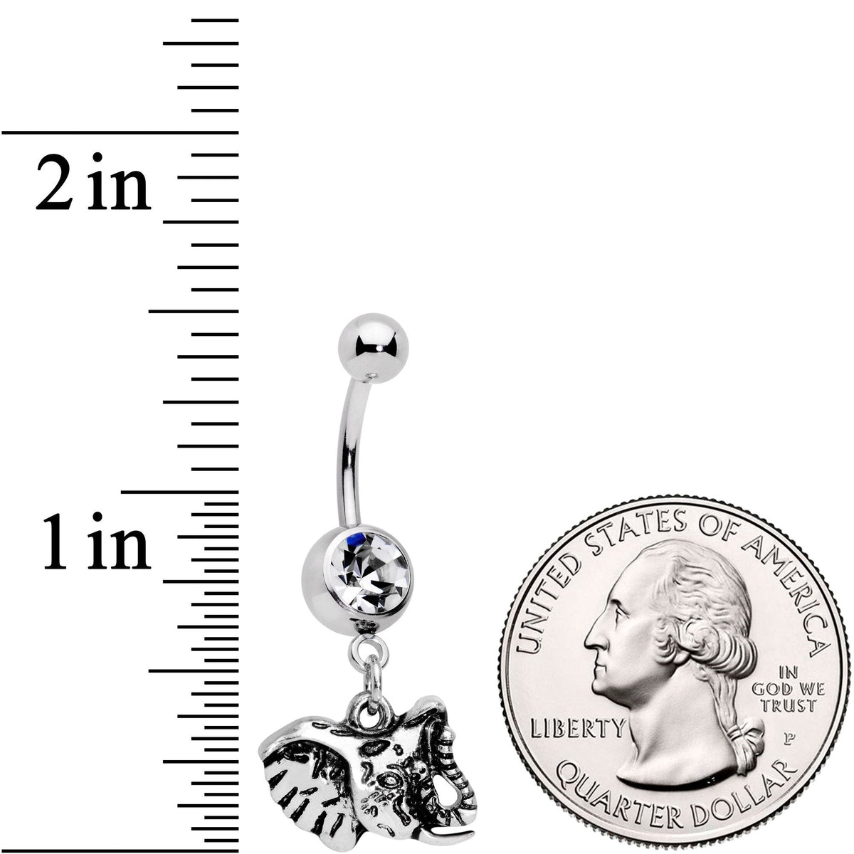 Clear Gem Wild And Free Elephant Dangle Belly Ring