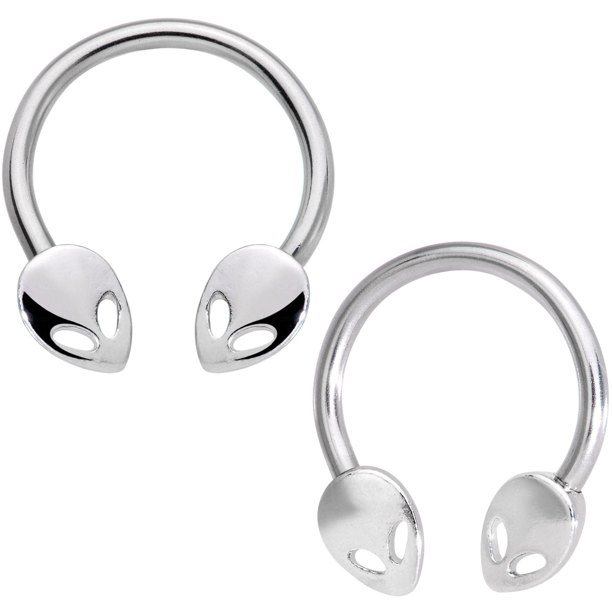 14G 13mm Outer Space Aliens Horseshoe Nipple Ring Set