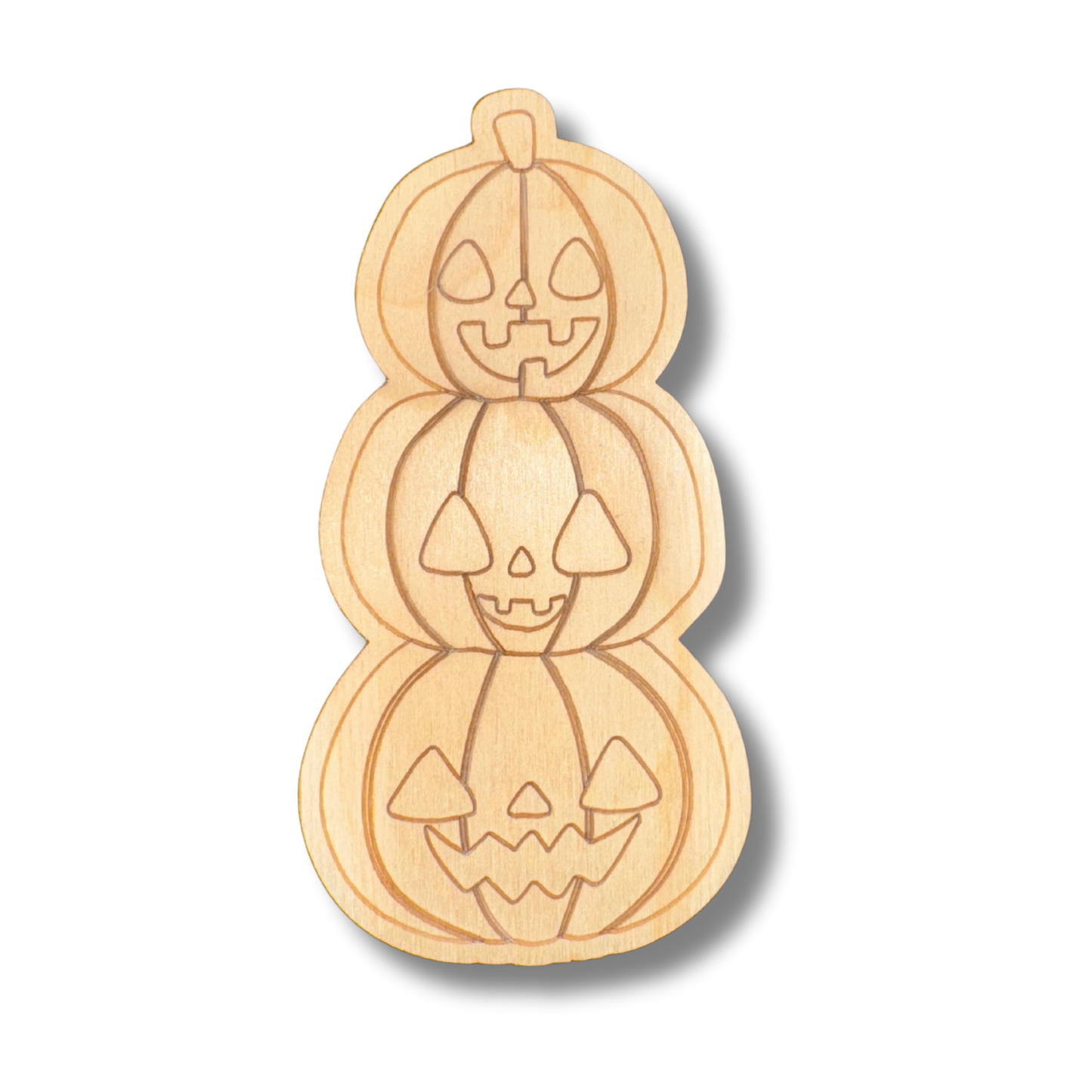 Unfinished Wood Etched Stacked Jack o 'Lantern  Shape | Paint By Line Crafts | up to 30" DIY