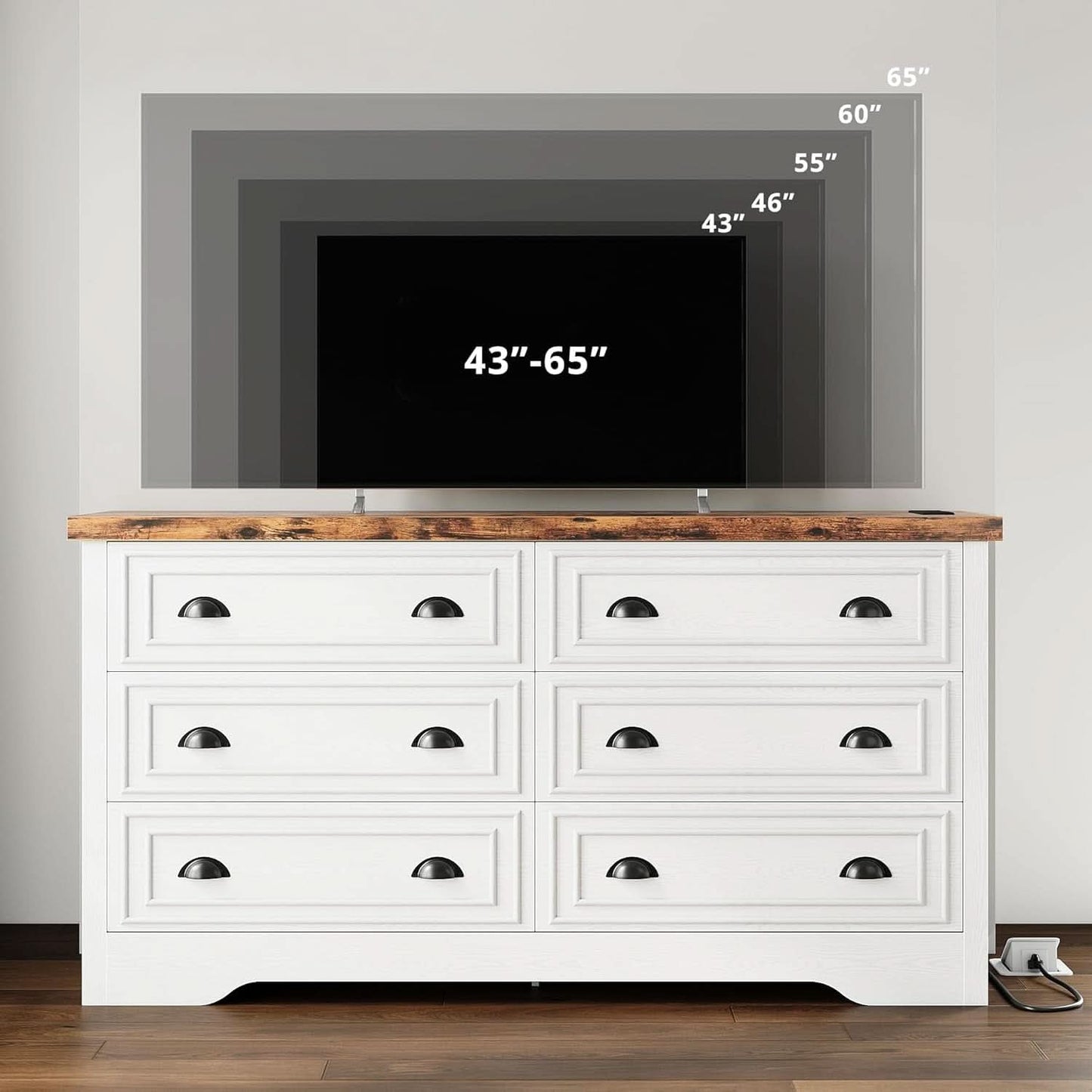 59Inch Dresser With BuiltIn Charging Station USB Port