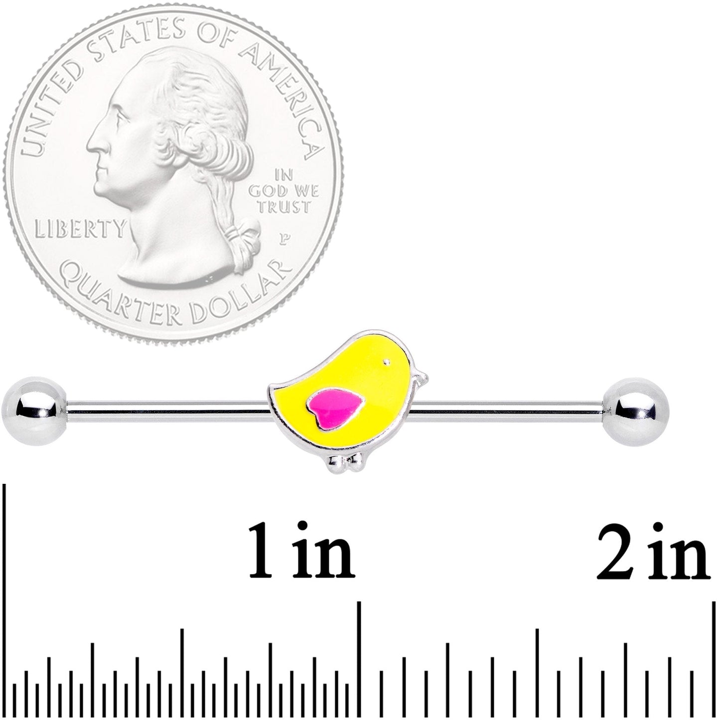 14G Yellow Easter Chick Industrial Barbell 38mm