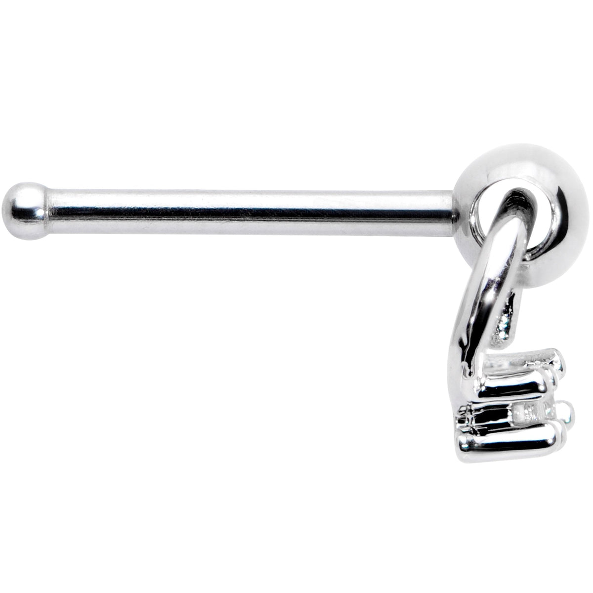 20G 1/4 Clear CZ Duo Dangle Nose Bone