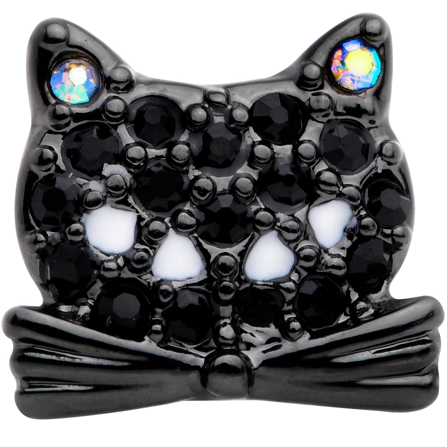 16G 5/16 Black Aurora Gem Crafty Kitty Cat Labret Monroe Tragus