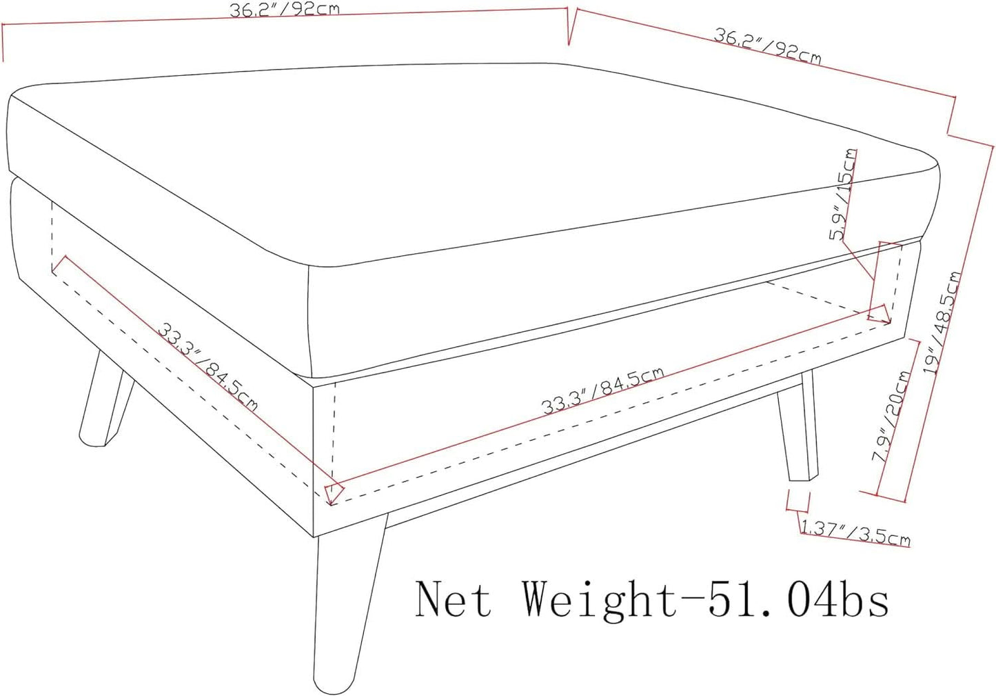 Owen 36Inches Wide Mid Century Storage Coffee Table