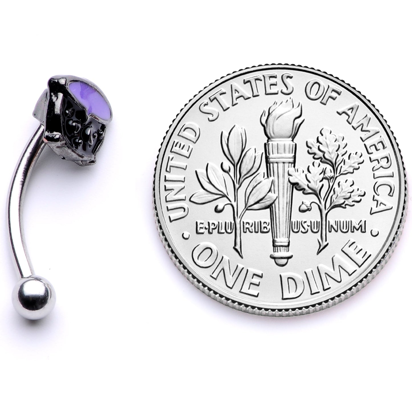 16G 5/16 Black Purple Cauldron Halloween Curved Eyebrow Ring