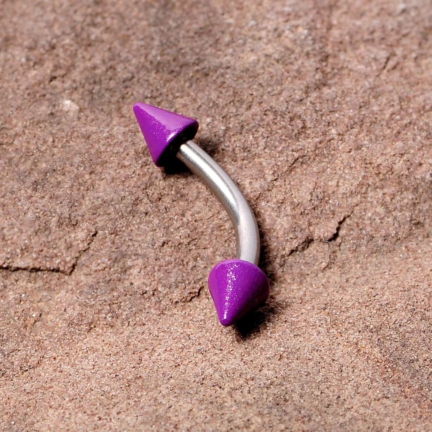 16G 5/16 Purple Cone End Curved Eyebrow Ring