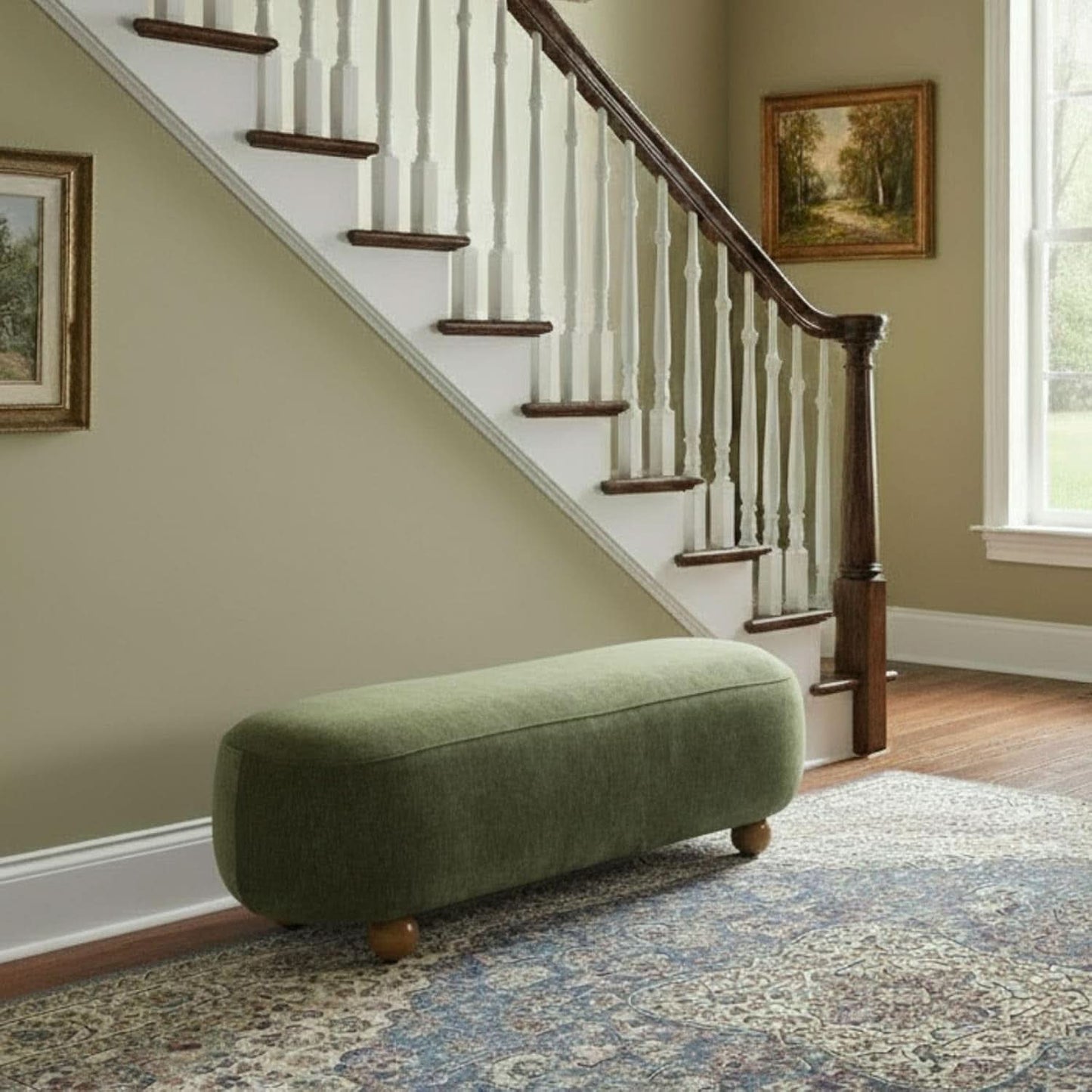 54-Inch Green Velvet EndOfBed Bench Cushioned Seat