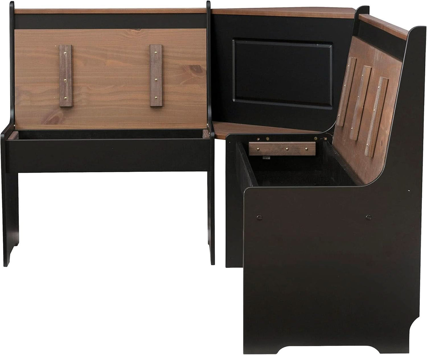 Black Pecan Five Seat Dining Set With Storage Benches
