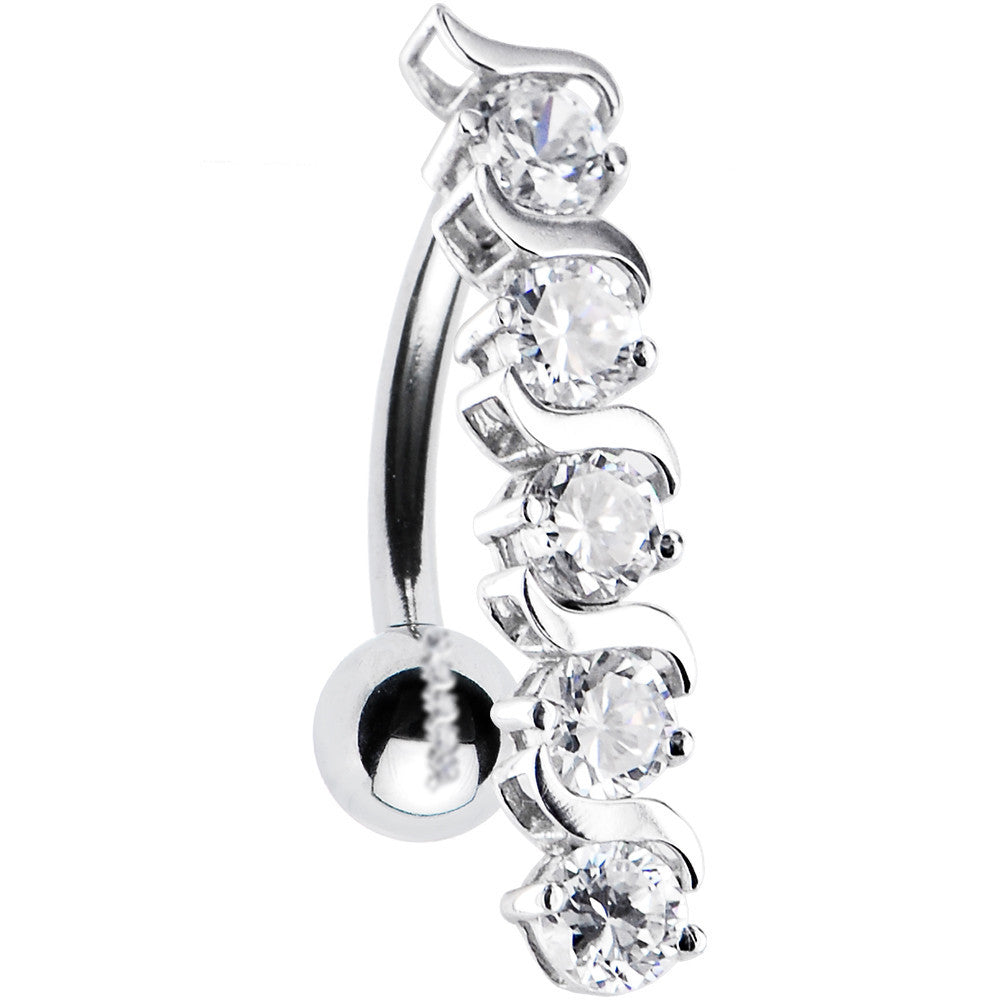 16G Solid 14K White Gold TOP DROP Cubic Zirconia DELIGHT Belly Ring