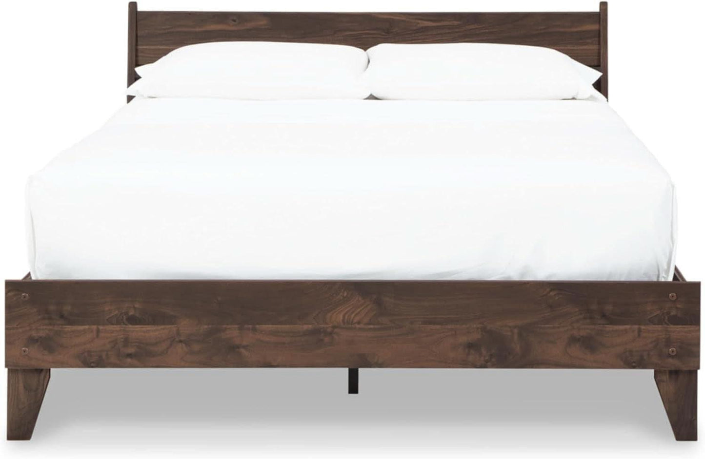 Queen Panel Platform Bed Dark Brown Walnut Storage