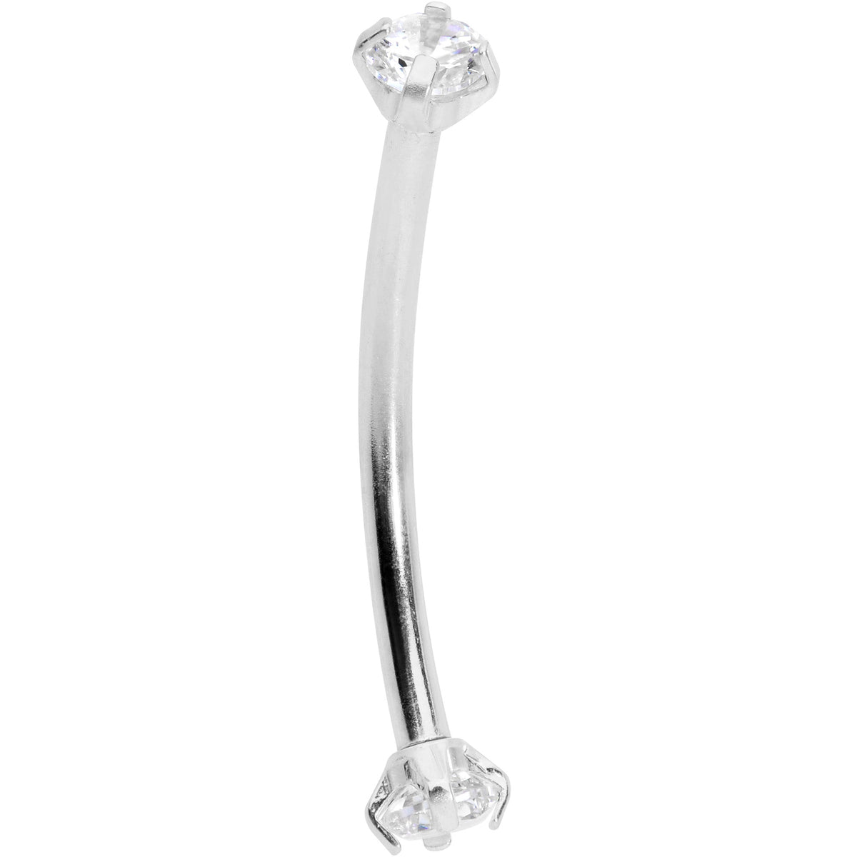 16G 9/16 Clear CZ Gem End Curved Barbell