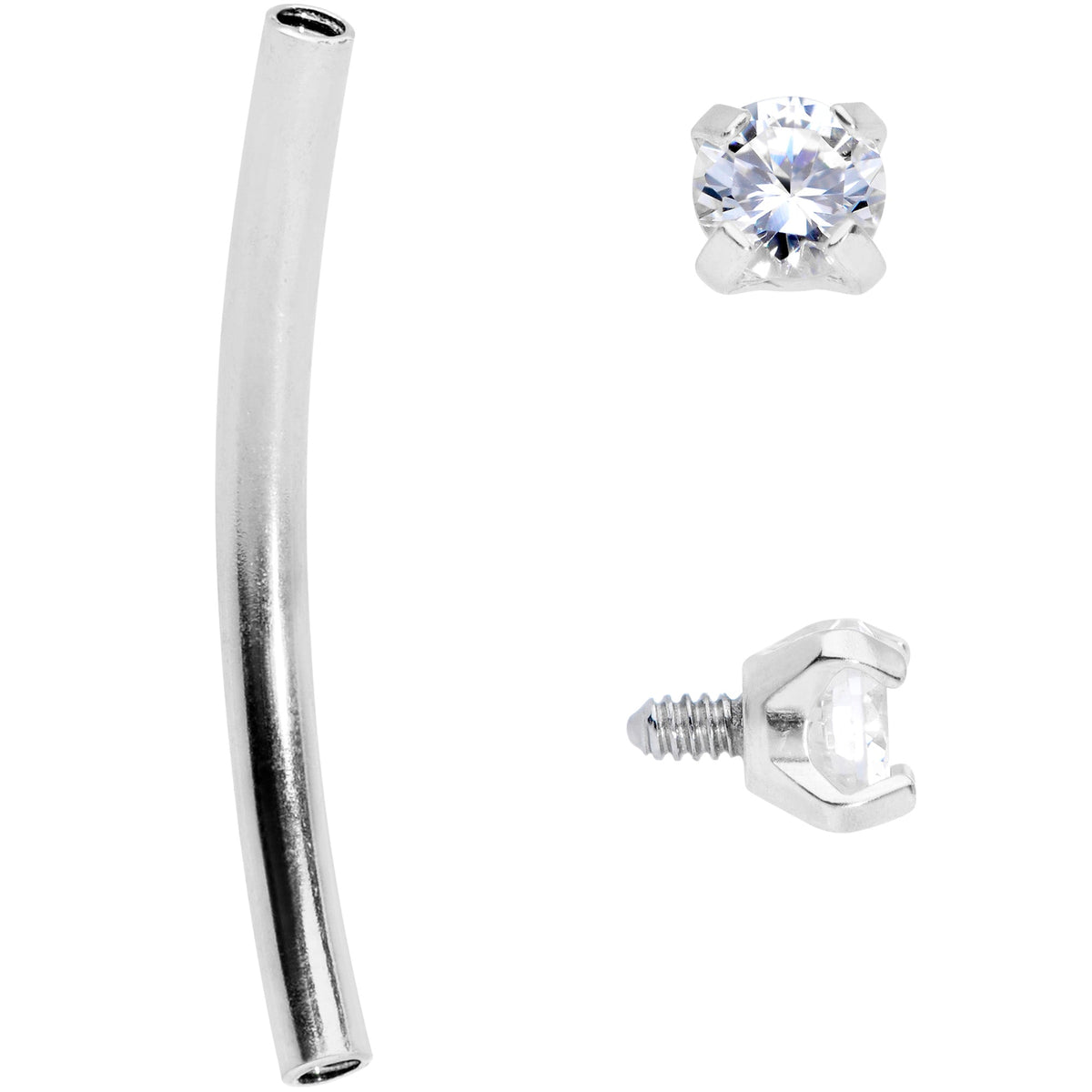 16G 9/16 Clear CZ Gem End Curved Barbell